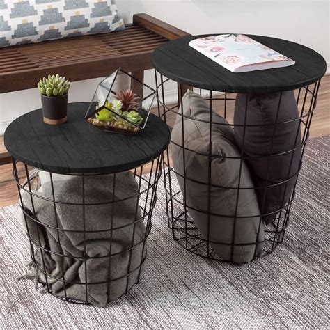 End Table With Basket Storage